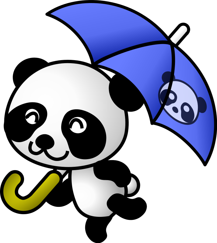 Umbrella panda Free Vector 