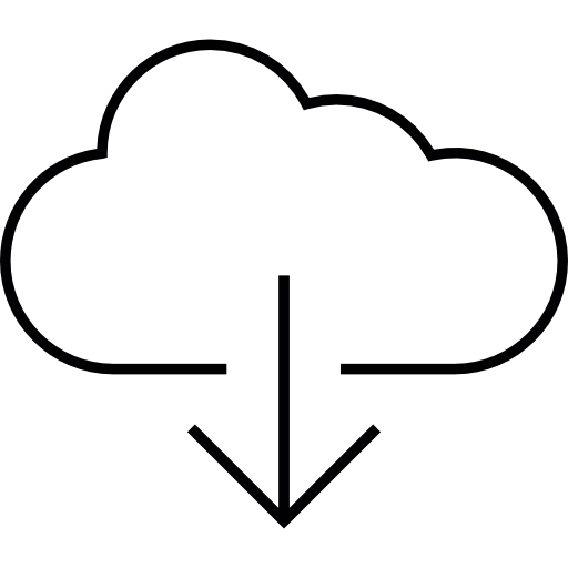 Arrow down inside a cloud outline - Free Arrows icons
