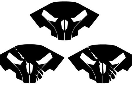 Aggressive Skull Decal Set - Custom Vinyl Graphics for Cars, Helmets & Gear