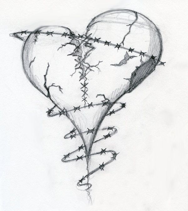 Broken heart sketch Royalty Free Vector Image - VectorStock