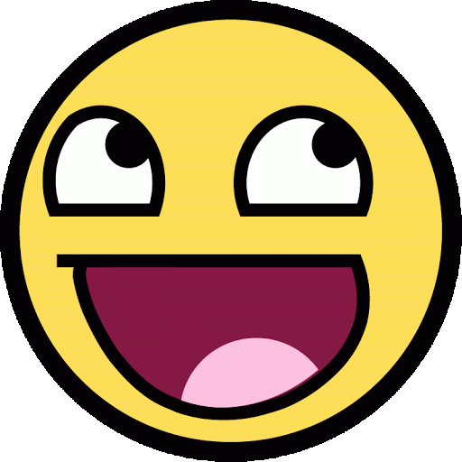 Yellow smiley face with wide eyes and open mouth, expressing joyful surprise or excitement.