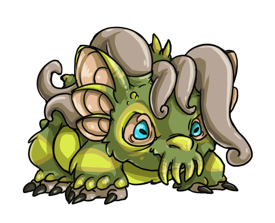 Mossy Horned Fantasy Creature - Whimsical Digital Art Illustration