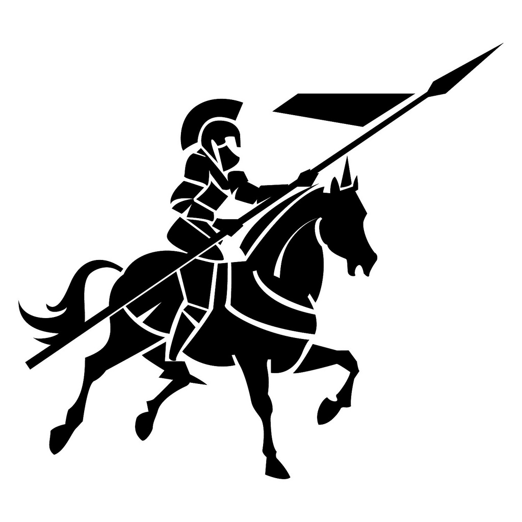 Knight On Horse Clipart Black And White - Gallery