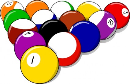 Billiard Balls in Triangle Rack - Classic Pool Setup Illustration