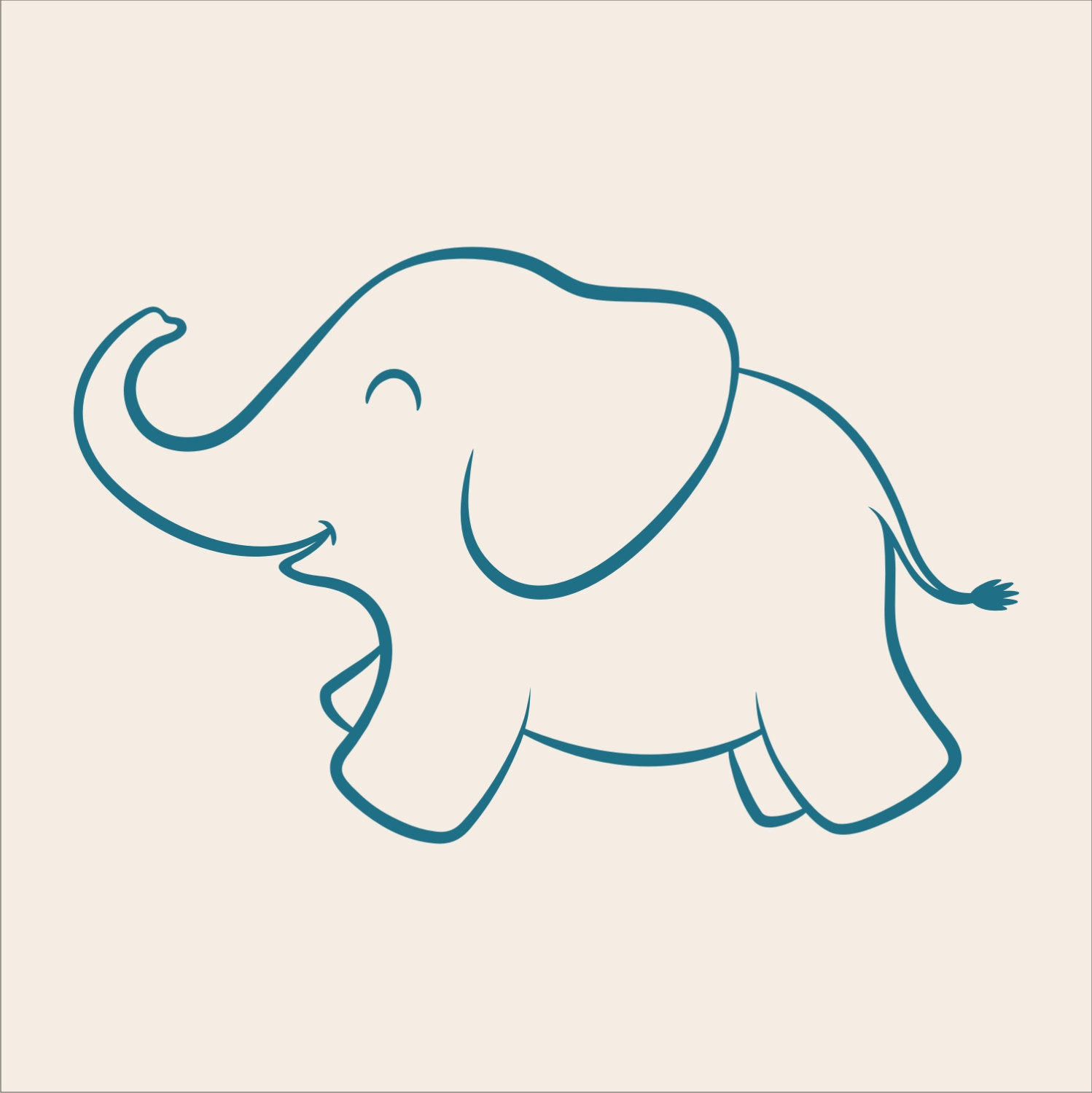 mom and baby elephant outline