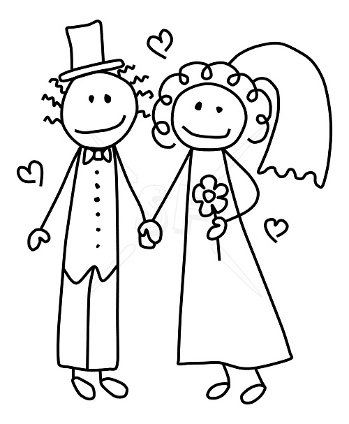 Bride And Groom Clipart Black And White - Giant Design
