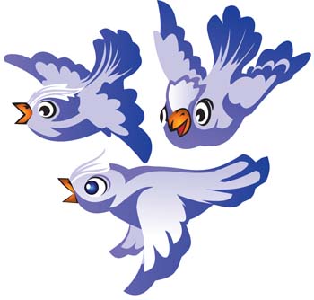Flying Blue Bird Illustration - Playful Cartoon Birds in Motion
