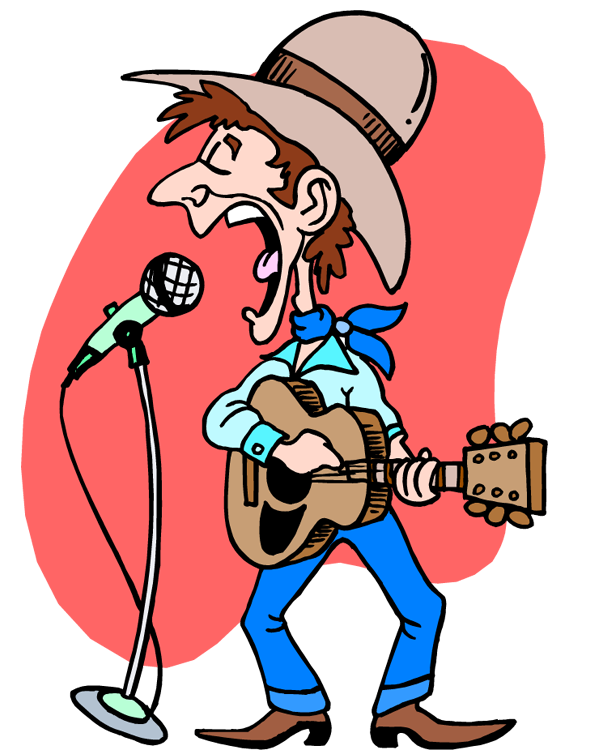 Cowboy Singer Cartoon - Country Music Performance Illustration
