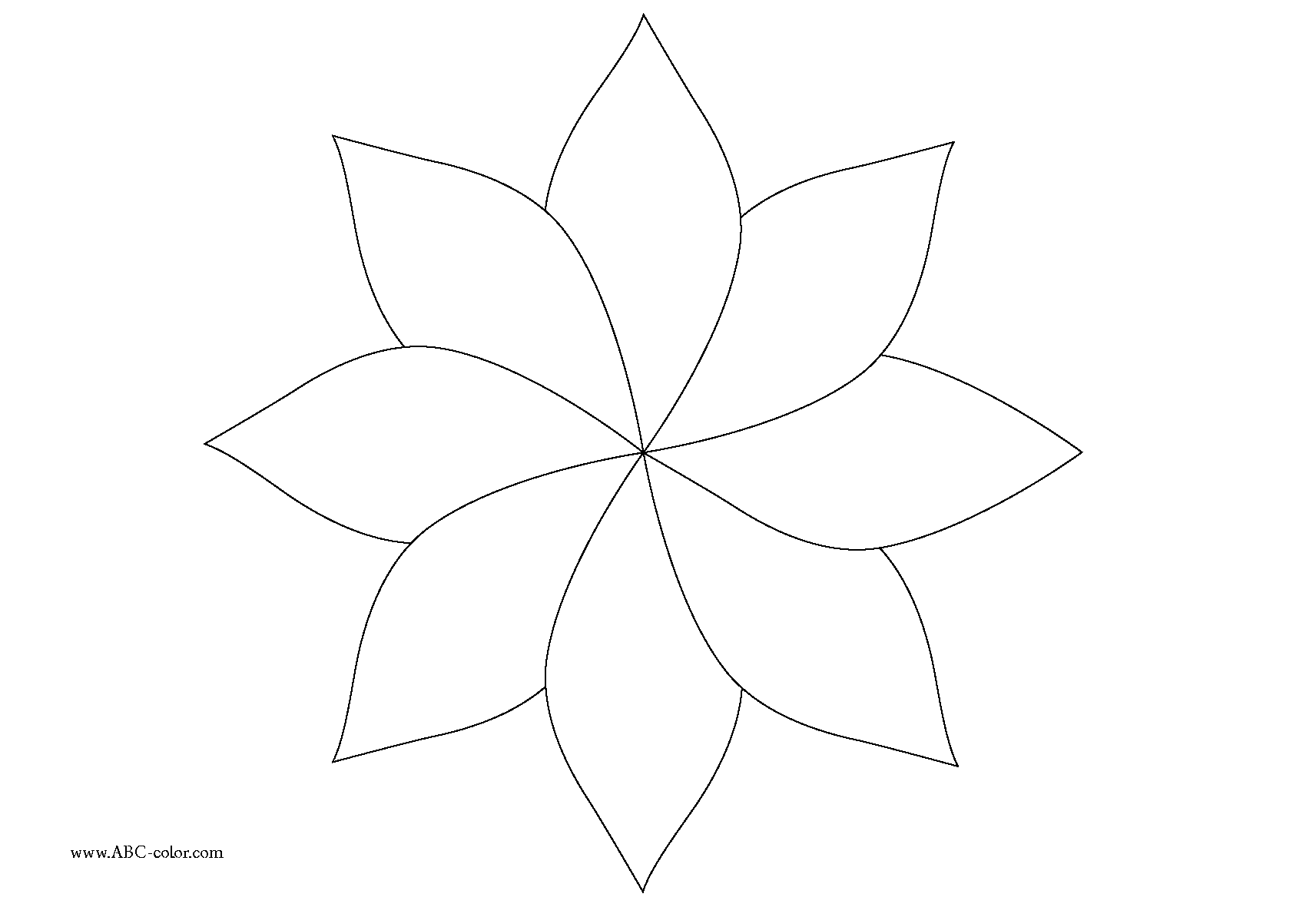 Free coloring pages of six petal flower