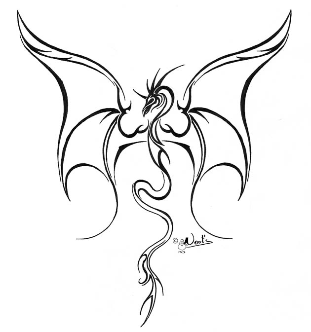 feminine dragon tattoo simple - Clip Art Library