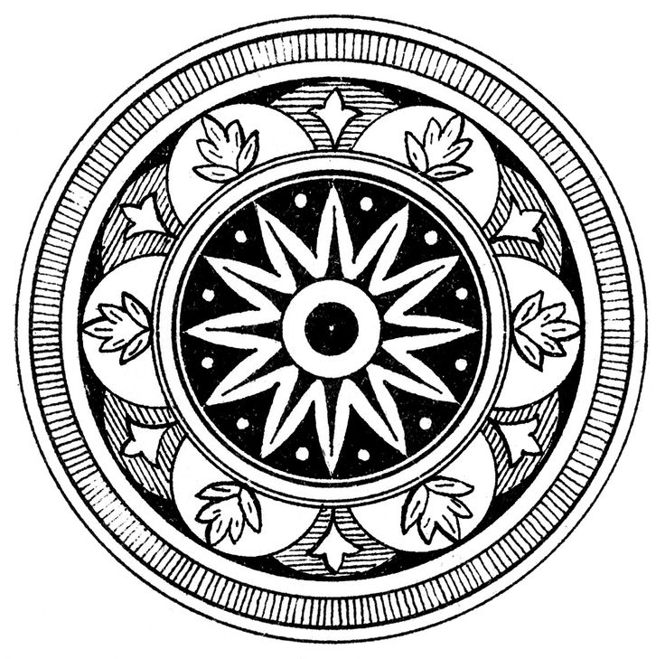 Traditional Mandala Design - Symmetrical Floral Ornament in Black and White