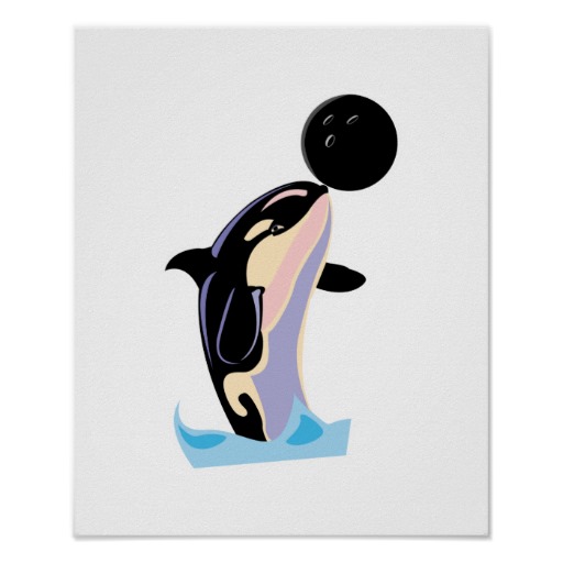 Orca Bowling Illustration - Playful Whale Art for Print & Digital Use