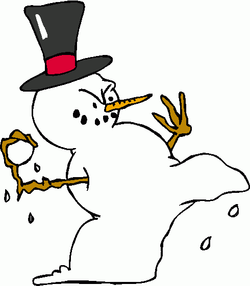 Grumpy Melting Snowman Cartoon - Winter Humor & Seasonal Illustration
