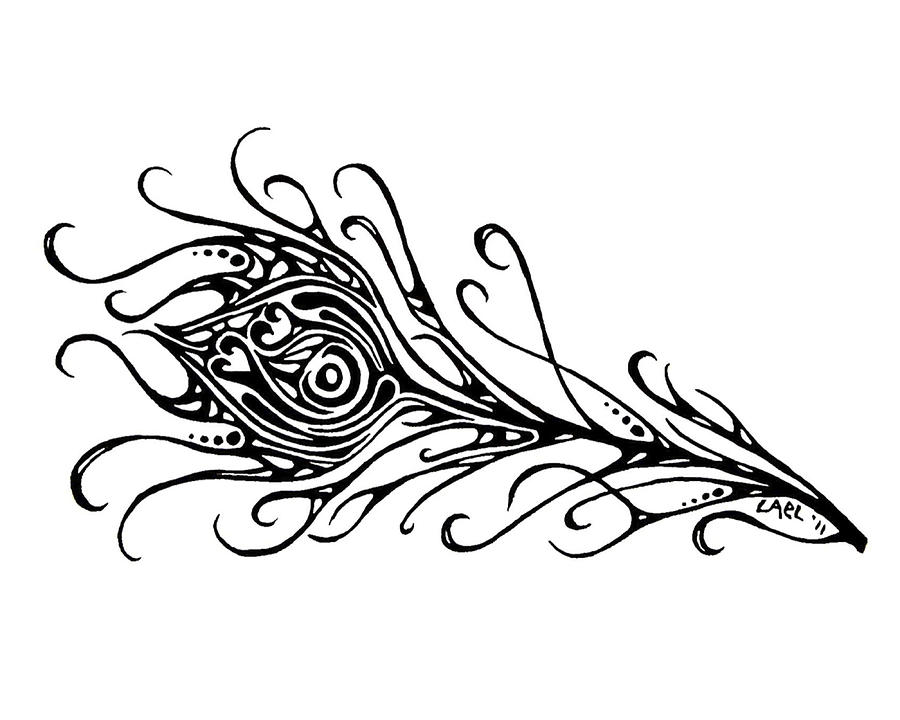 Peacock Feather Drawing Black And White - Gallery