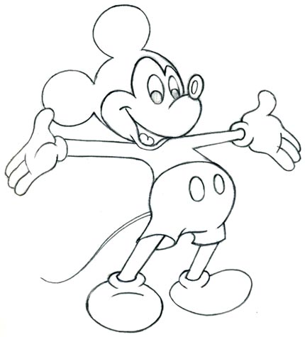 Draw the face of Mickey Mouse front view  Sketchok