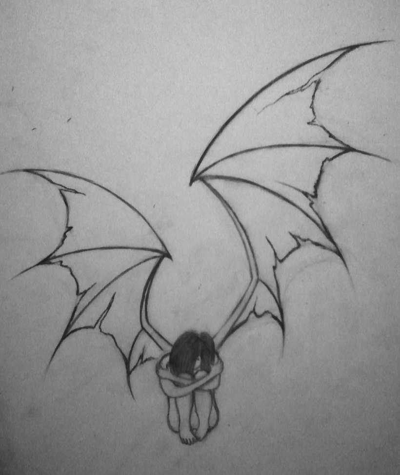 easy to draw demon wings