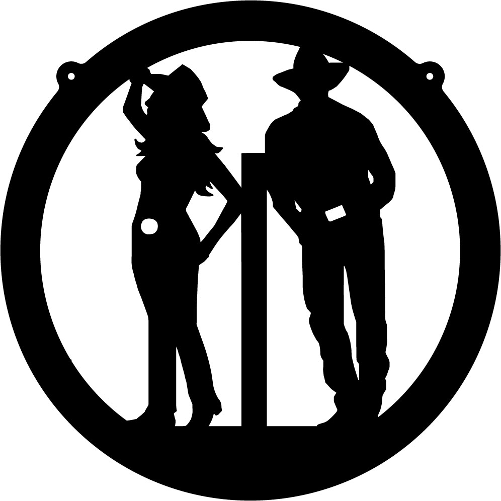 Cowboy w/ Cowgirl Circle 3 - Custom Wall Graphics