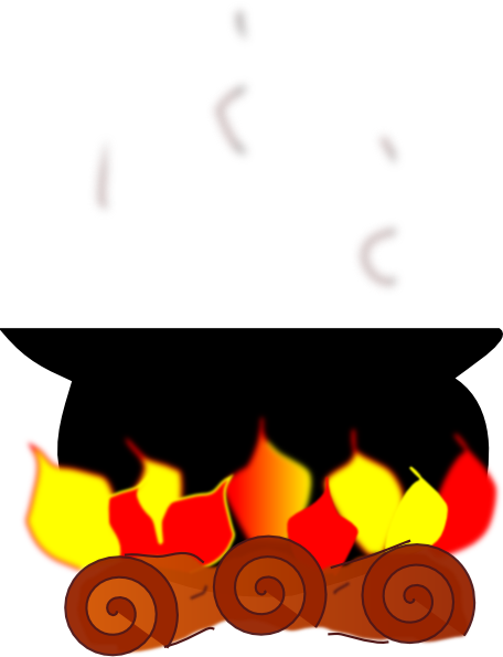 Cauldron Over Fire - Magical and Rustic Cooking Illustration