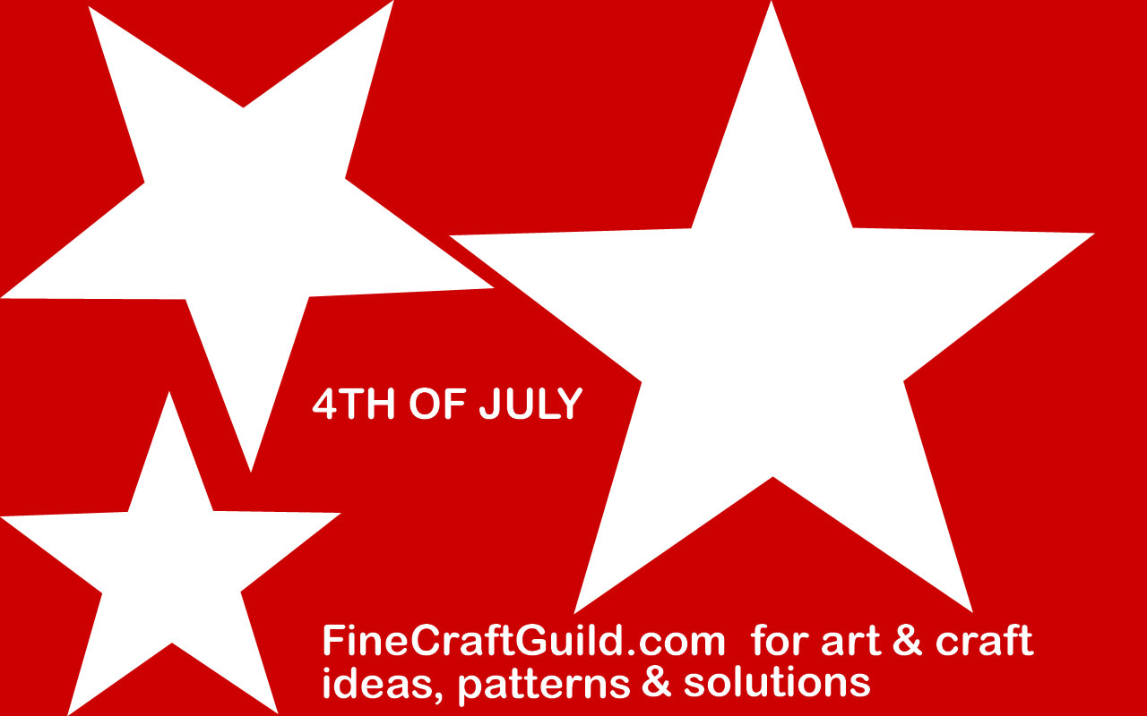 Red background with three white stars and "4TH OF JULY" text, promoting FineCraftGuild.com for patriotic craft ideas.