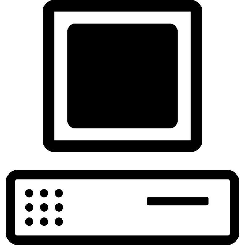 Clipart - BW cartoon computer (base + monitor)