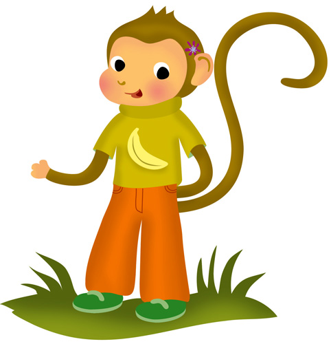 Cute Cartoon Monkey Illustration for Kids’ Content & Educational Resources