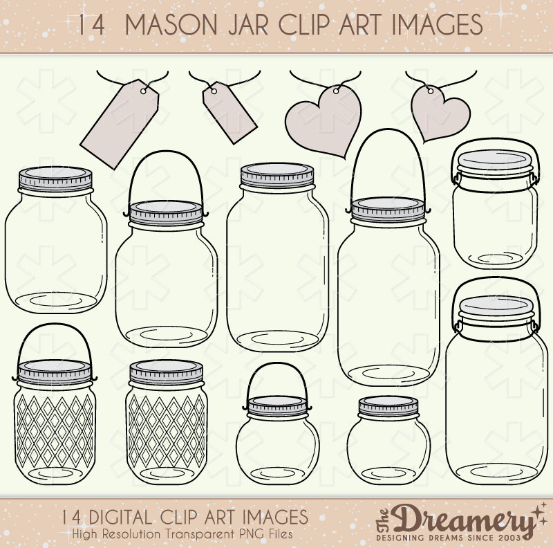 hanging mason jar clip art