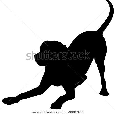Dog at play Silhouette Clip Art | Labrador Retriever Silhouette 