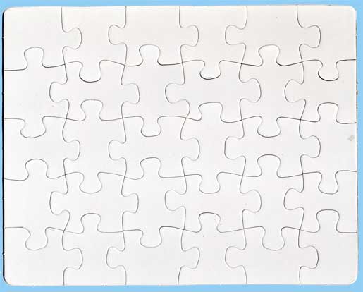Two-Sided Blank Post Card Puzzle - 9 pieces (5 Pack)