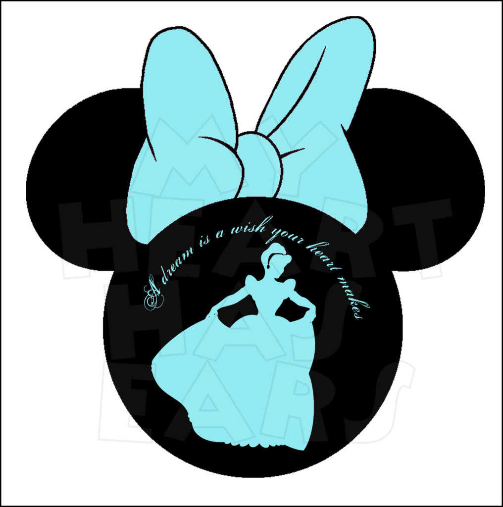 Cinderella Silhouette inside Minnie Mouse head INSTANT DOWNLOAD 