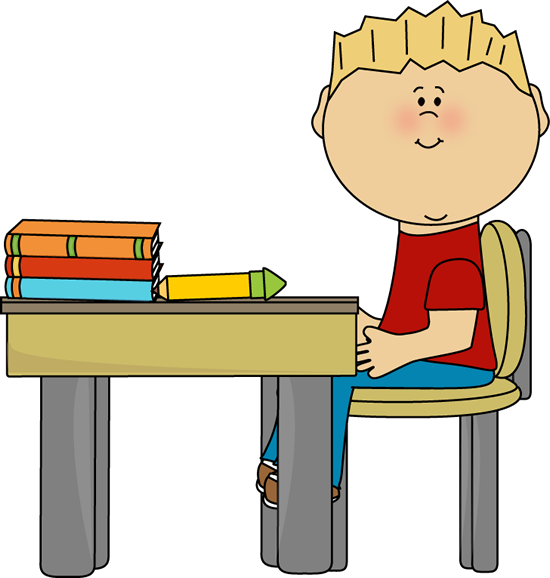 Little Boy at School Desk Clip Art - Little Boy at School Desk 