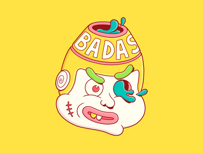 BADAS Jar Character - Playful & Edgy Illustration Art