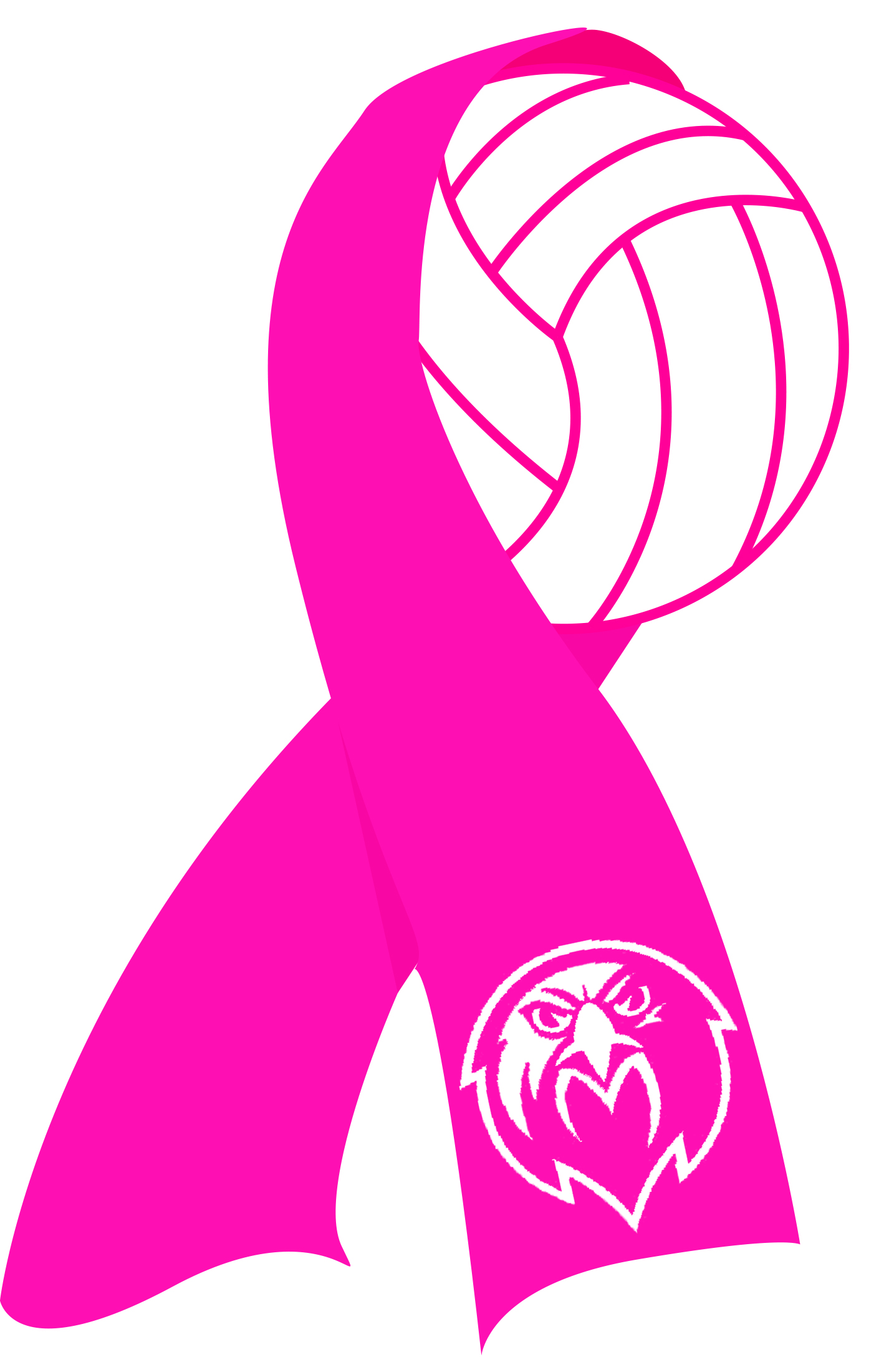 Volleyball Pink Ribbon Clipart, Vector Format