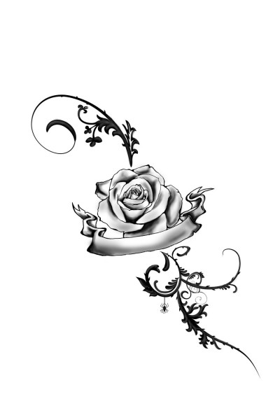 rose with vines tattoo - Clip Art Library