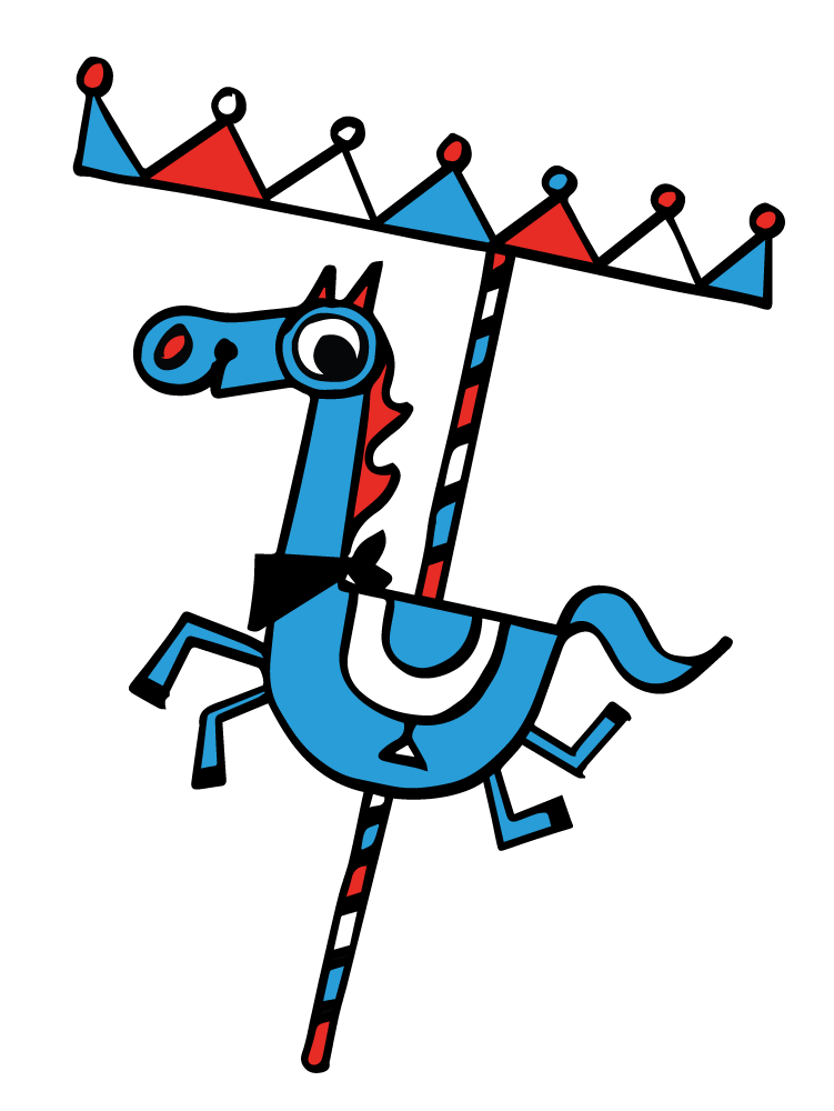Playful Carousel Horse Illustration - Modern Graphic Art