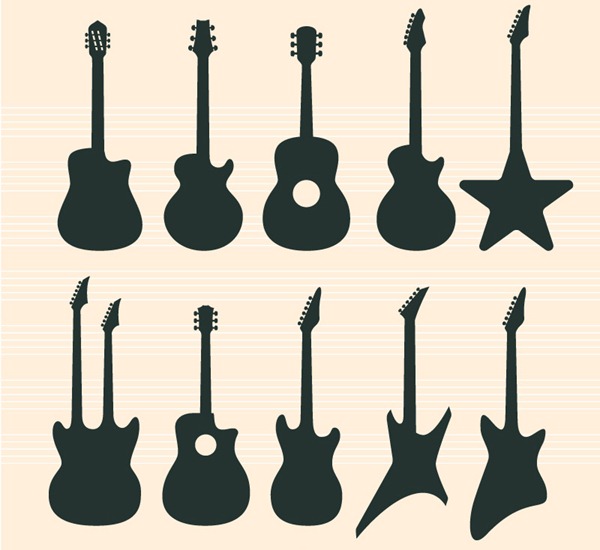 9 guitar silhouette – vector graphics | My Free Photoshop World