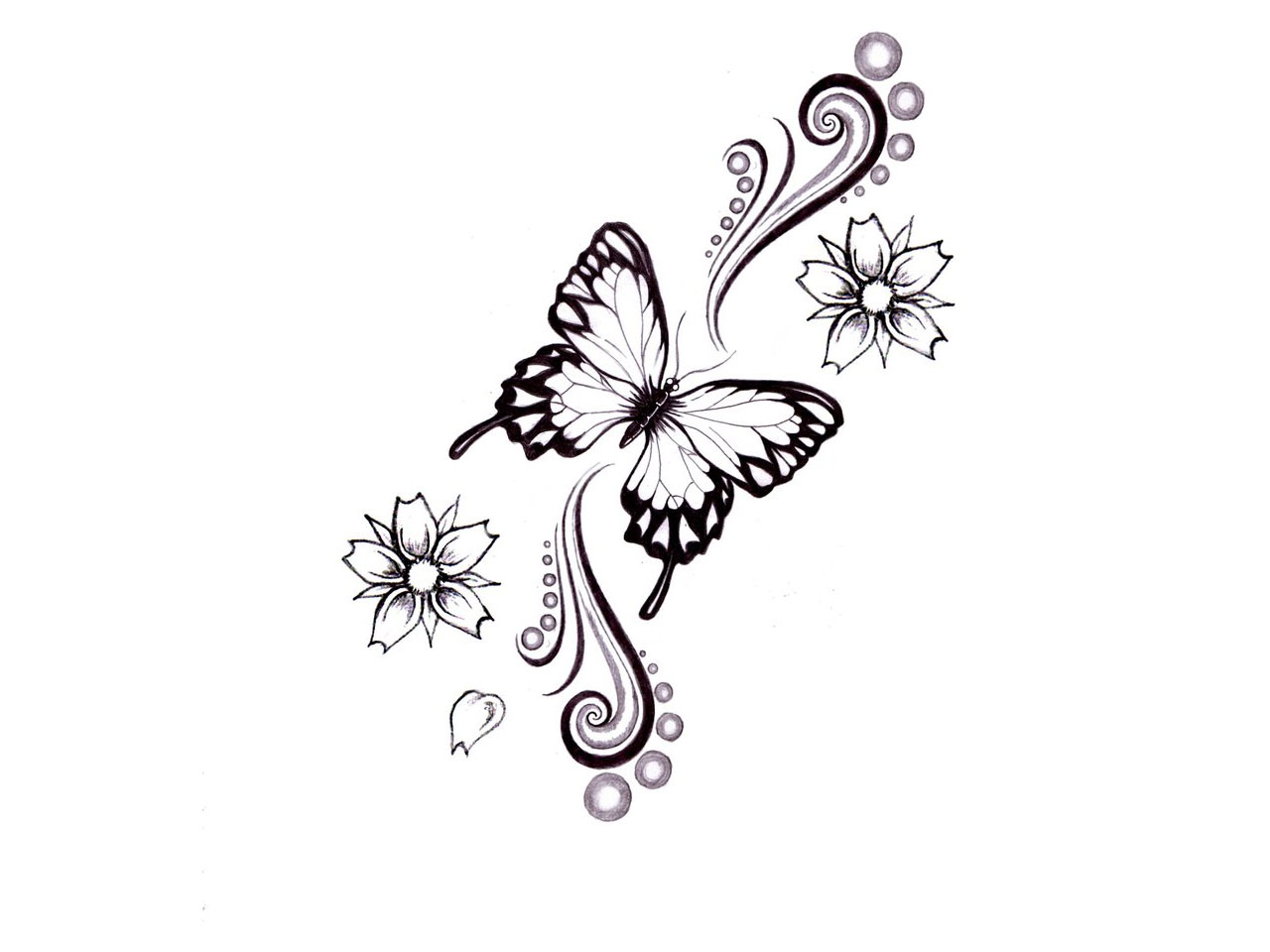 Orchid And Butterfly Tattoo Clip Art Library