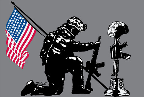 Soldier Kneeling At Cross Silhouette Clipart - Free Clip Art Images
