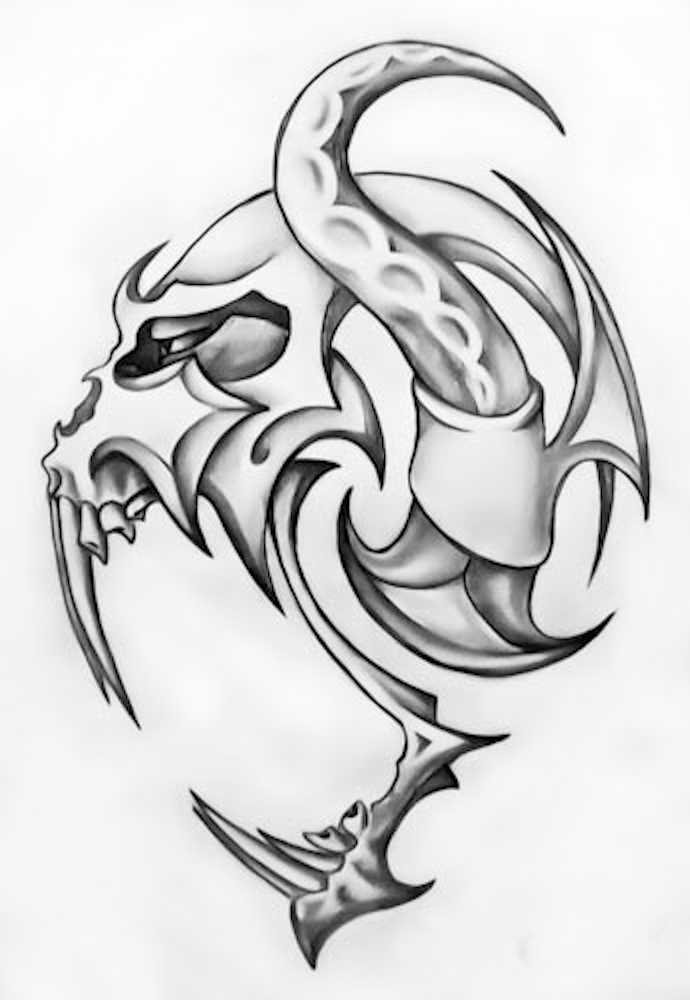 skull with wings tattoo - Clip Art Library