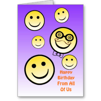 Happy Birthday Card with Smiley Faces - Free Printable Greeting