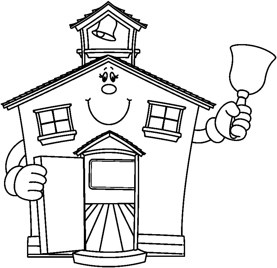Schoolhouse Bw image - vector clip art online, royalty free 