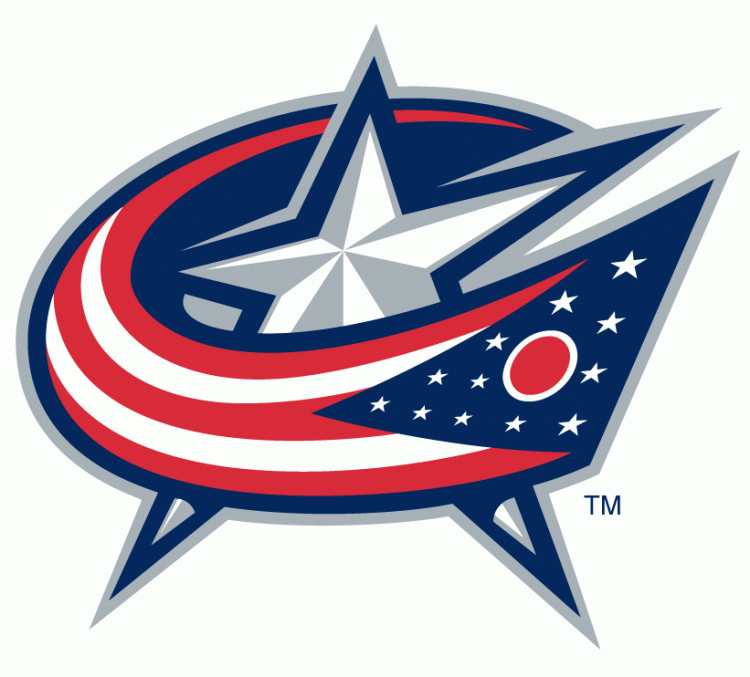 Columbus Blue Jackets NHL team logo featuring a star, stripes, and Ohio flag elements in navy, red, white, and silver.
