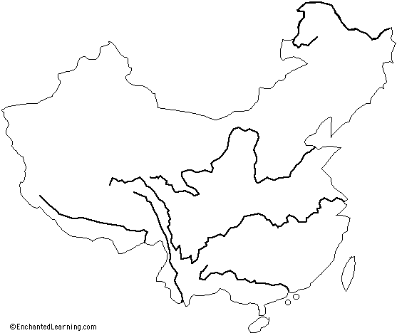 Outline Map: Rivers of China - EnchantedLearning.com