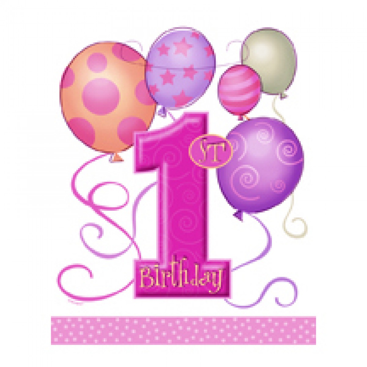 1st Birthday Balloons Pink Cutouts - Party decor and rentals for 