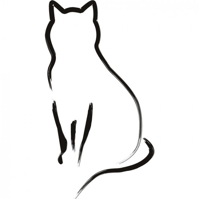 Smiling cute cat lying on its back outline sketch Vector Image