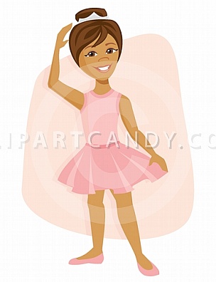 Cartoon of a smiling little ballerina in a pink tutu – Clip Art 