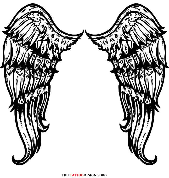 gothic angel wings tattoo