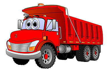 Red Cartoon Dump Truck for Kids - Fun Construction Vehicle Illustration