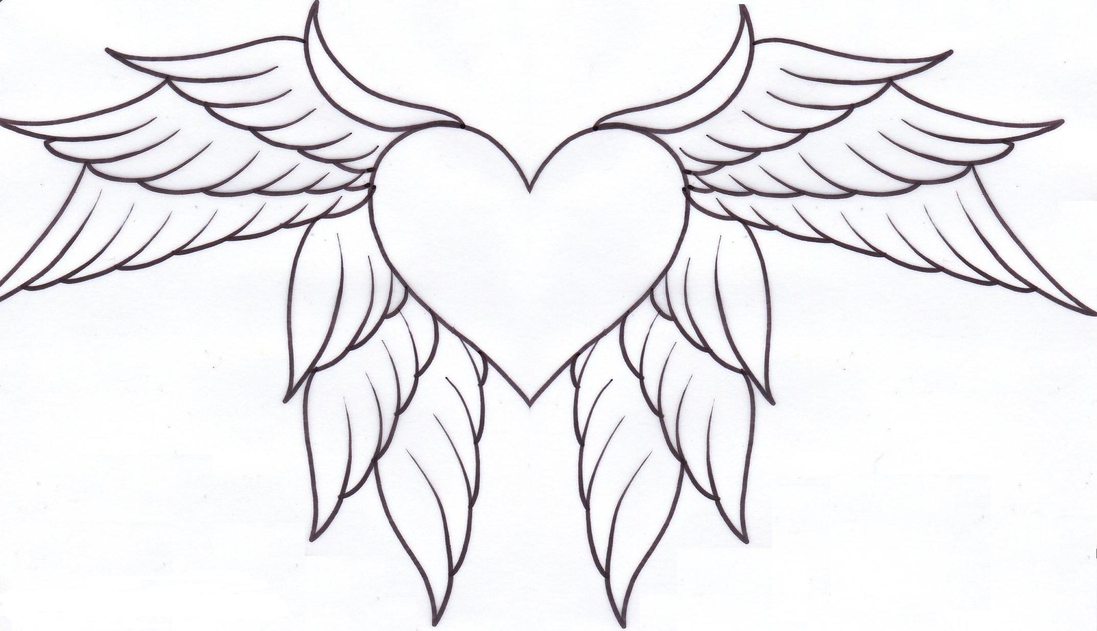 Heart With Angel Wings Drawings