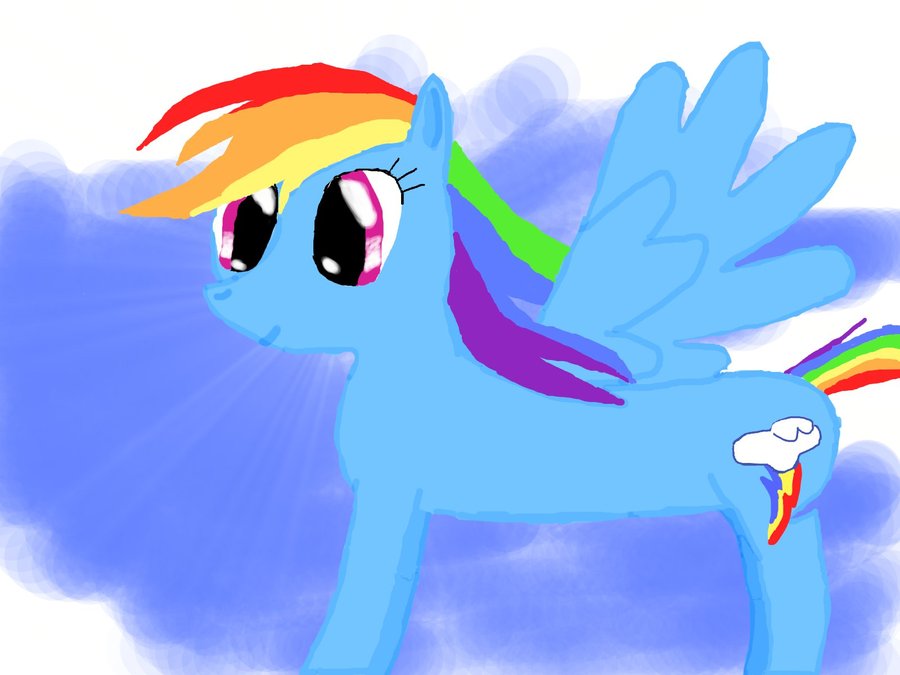 Rainbow Dash Flying Through the Sky - My Little Pony Art