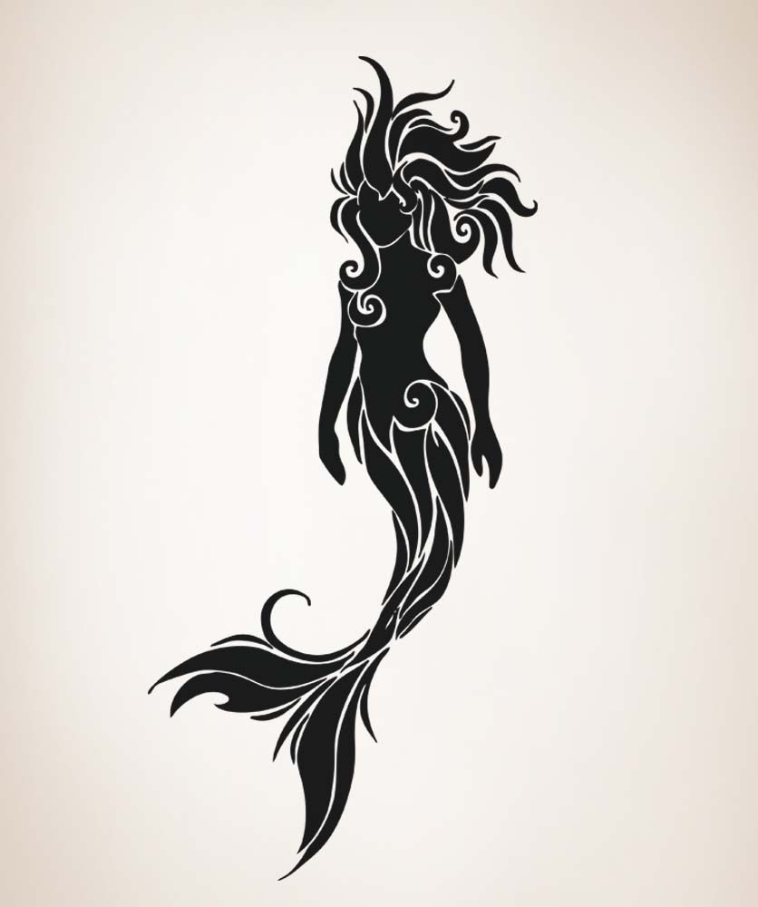 Black and Grey Mermaid Tattoo Design – Tattoos Wizard Designs